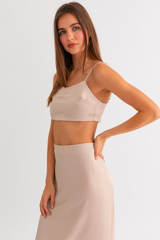 The Charlie Taupe Cropped Cami Top