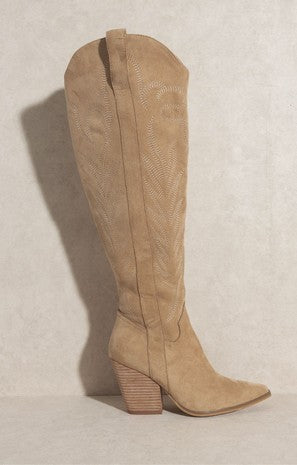 The Bronco Knee High Embroidered Cowgirl Boots