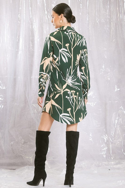 The Malia Green Tropical Print Mini Dress