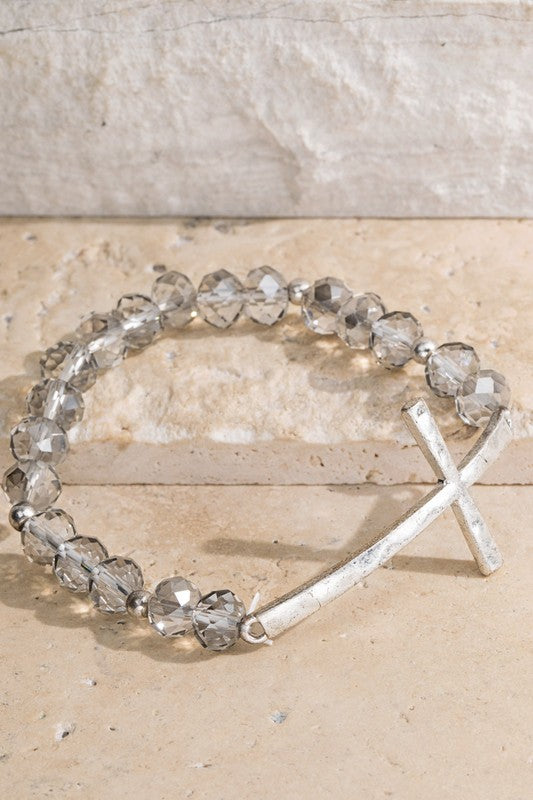 Hammered Metal Cross Bracelet