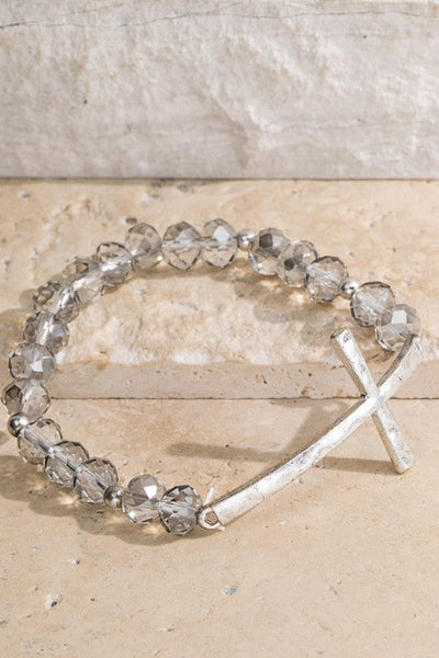 Hammered Metal Cross Bracelet