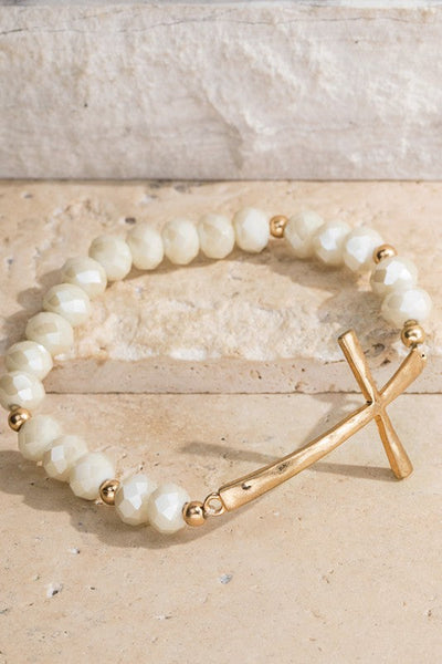 Hammered Metal Cross Bracelet