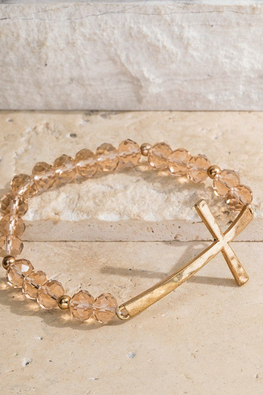 Hammered Metal Cross Bracelet