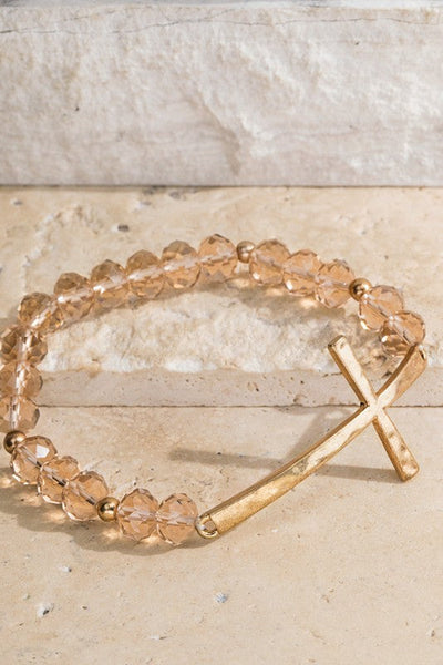 Hammered Metal Cross Bracelet