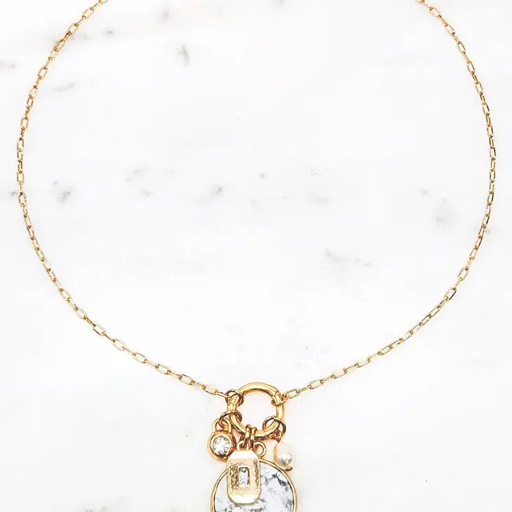The August Stone Disk Charm Necklace
