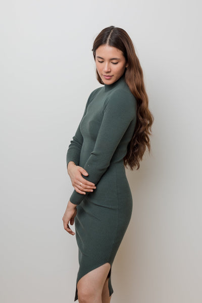 The Best Thing Ribbed Mock Neck Sweater Dress