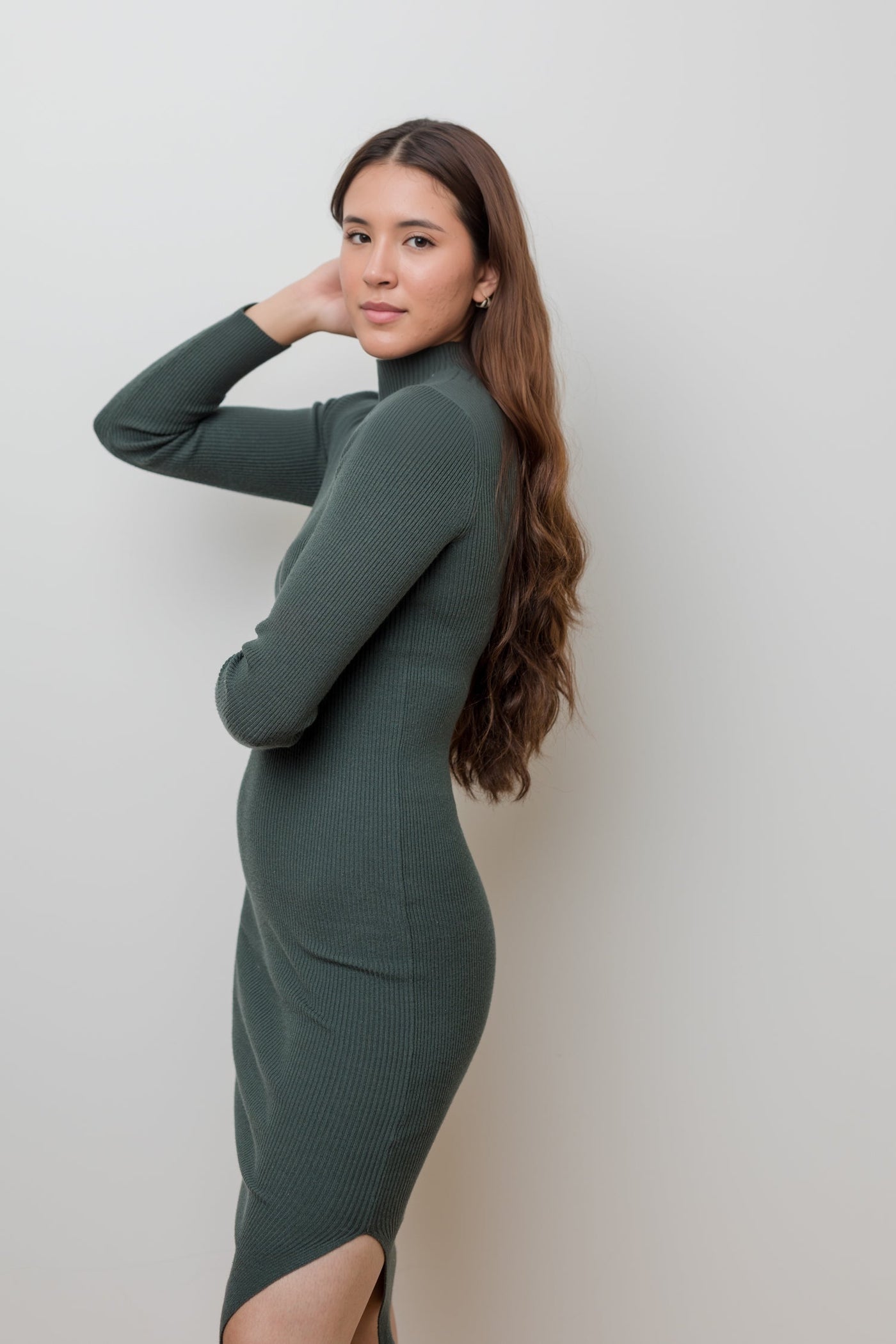The Best Thing Ribbed Mock Neck Sweater Dress