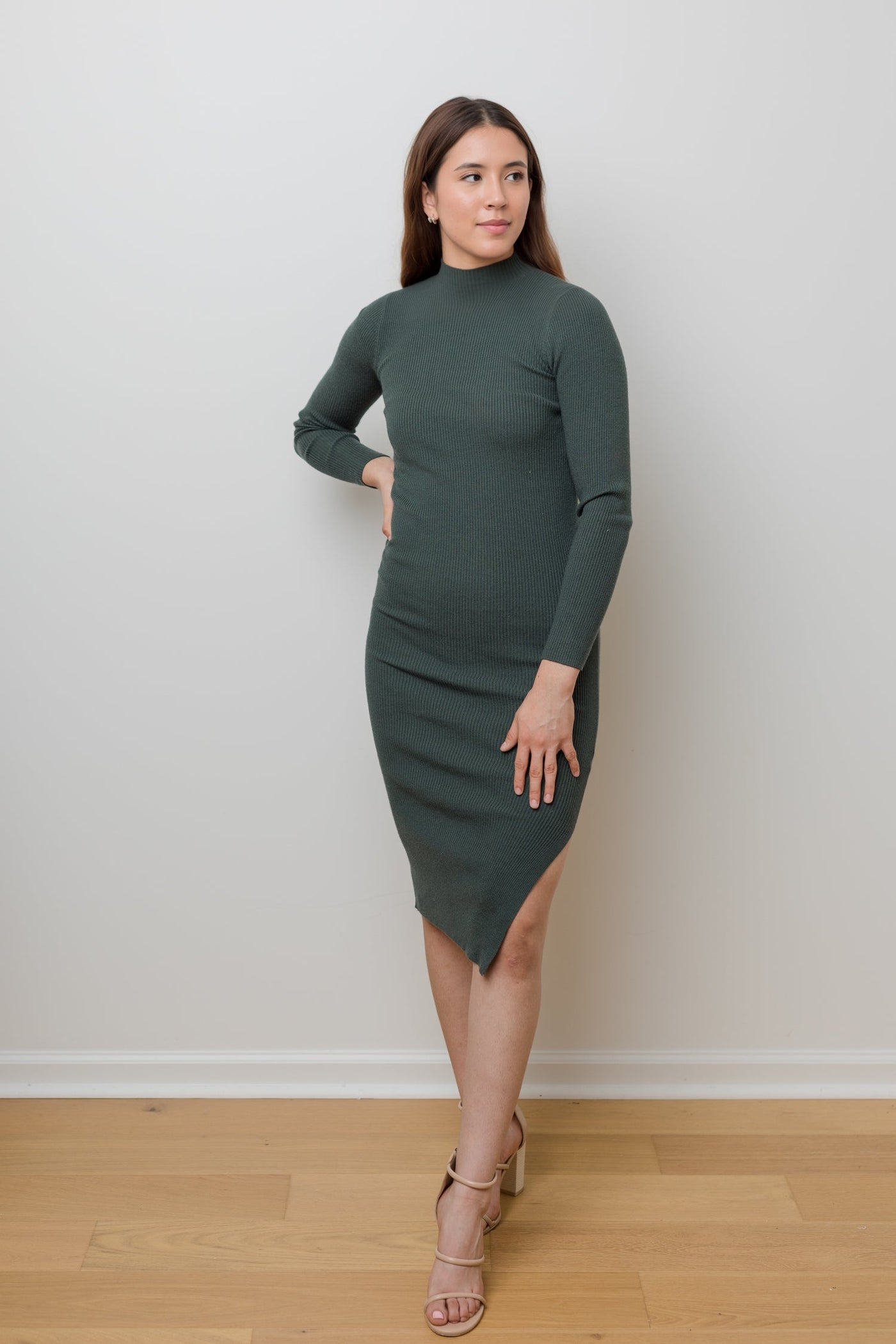The Best Thing Ribbed Mock Neck Sweater Dress