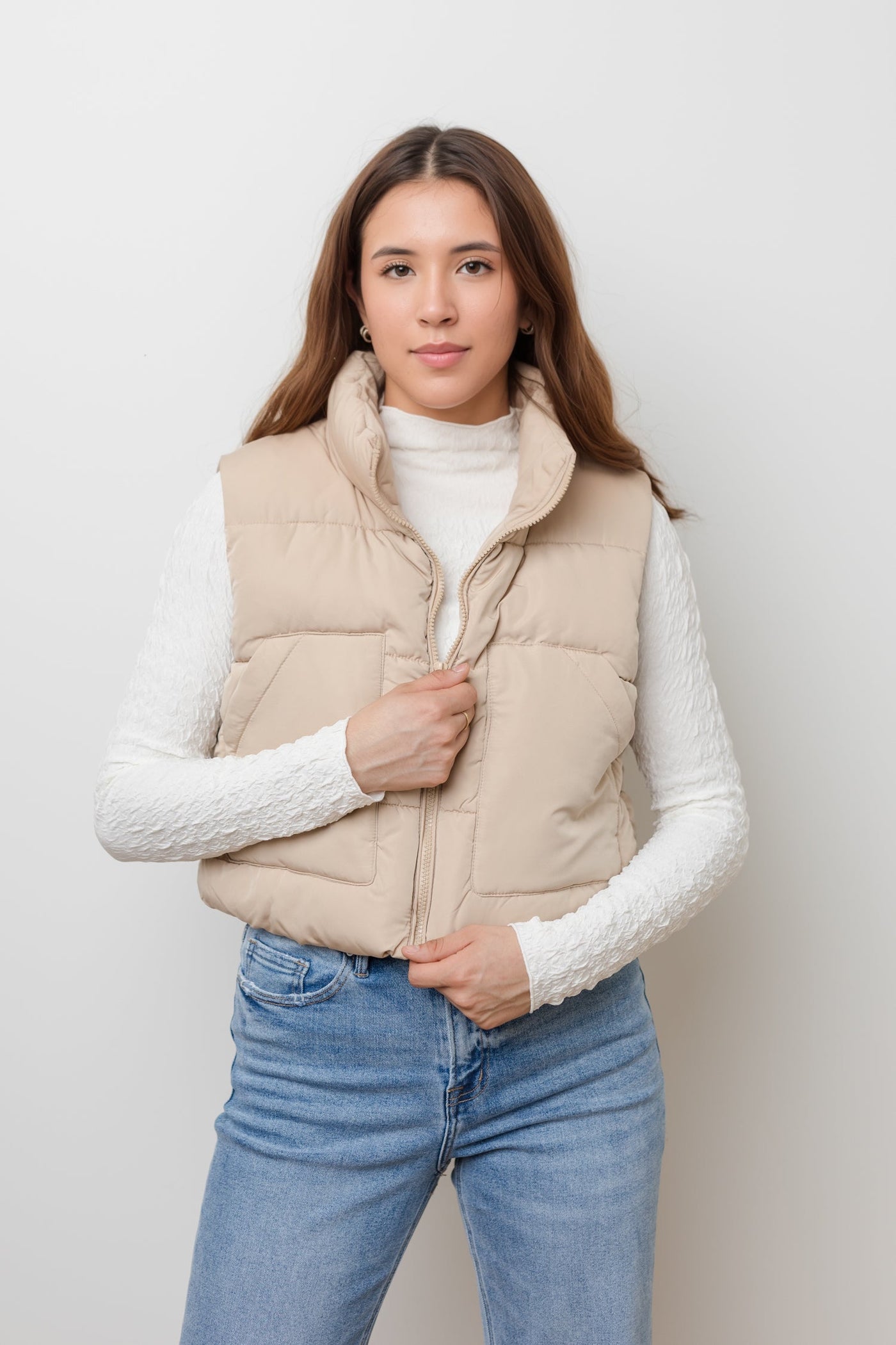 The California Fall Cropped Puffer Vest