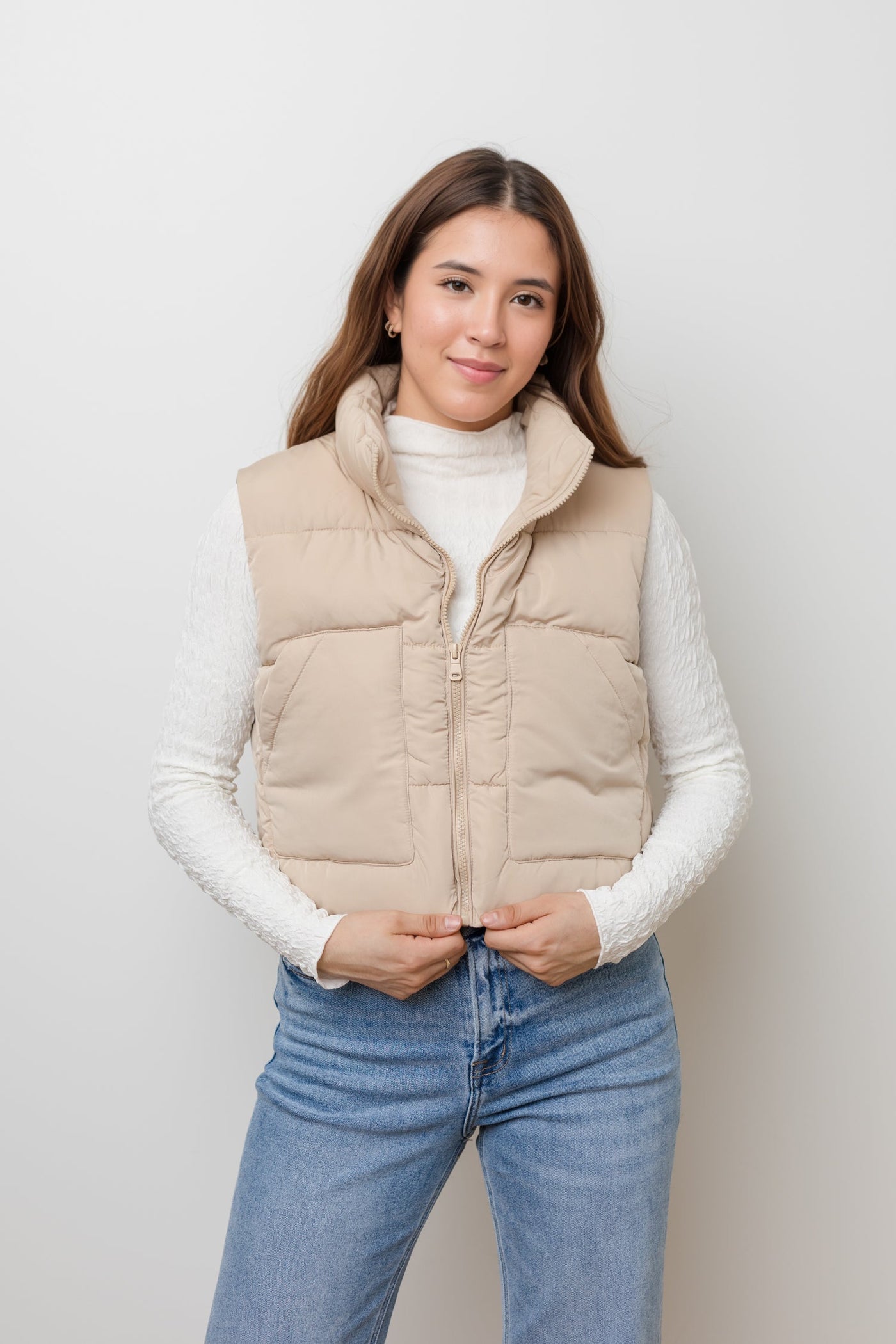 The California Fall Cropped Puffer Vest