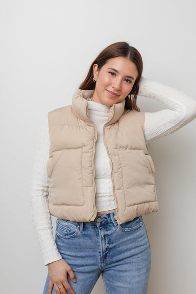 The California Fall Cropped Puffer Vest