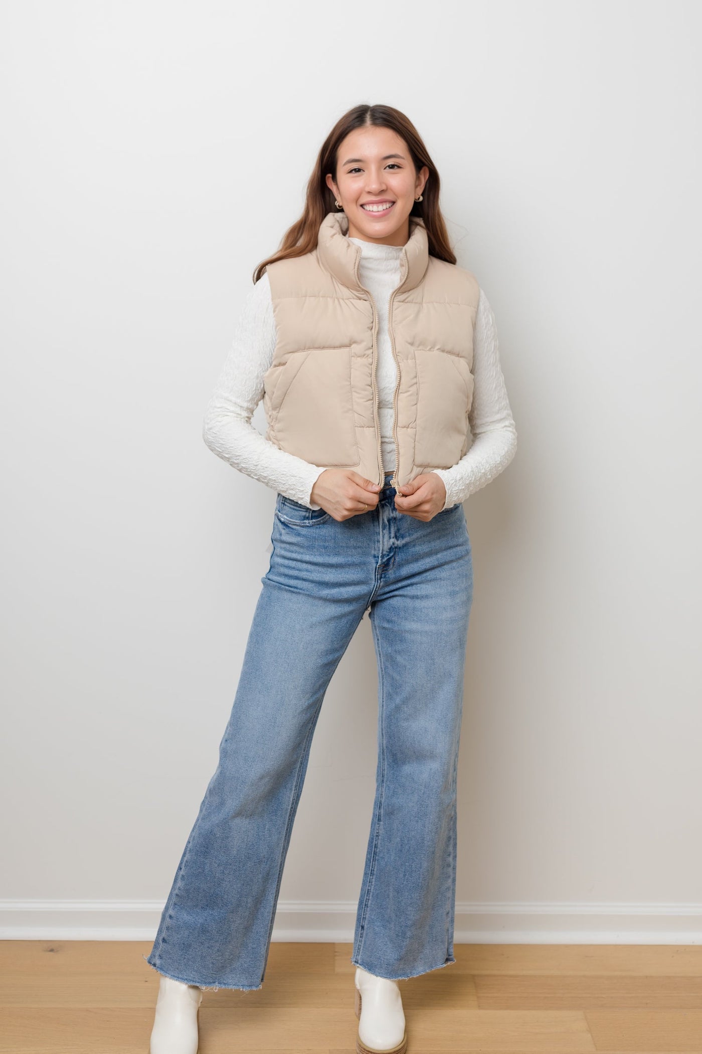 The California Fall Cropped Puffer Vest