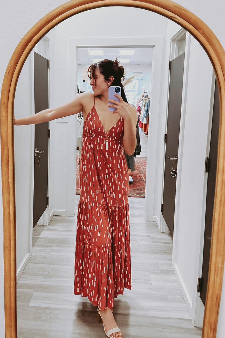The Tuscan Rust Tiered Maxi Dress