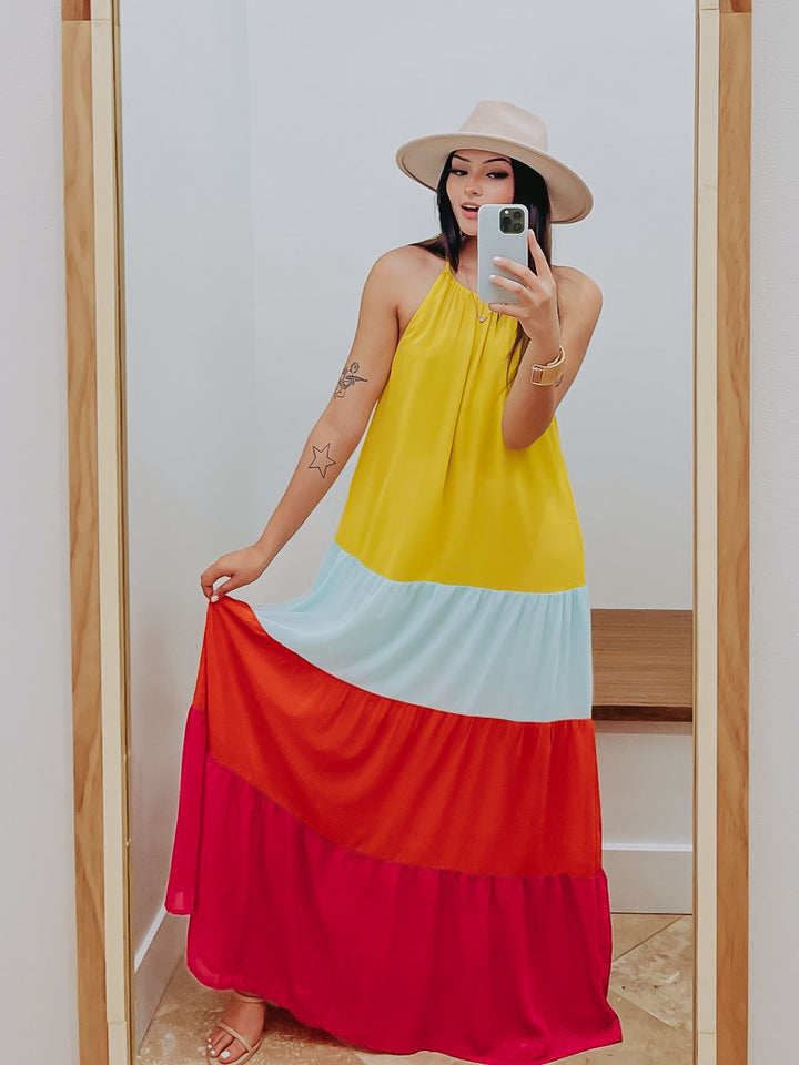 The Rainbow Rays Colorblock Maxi Dress