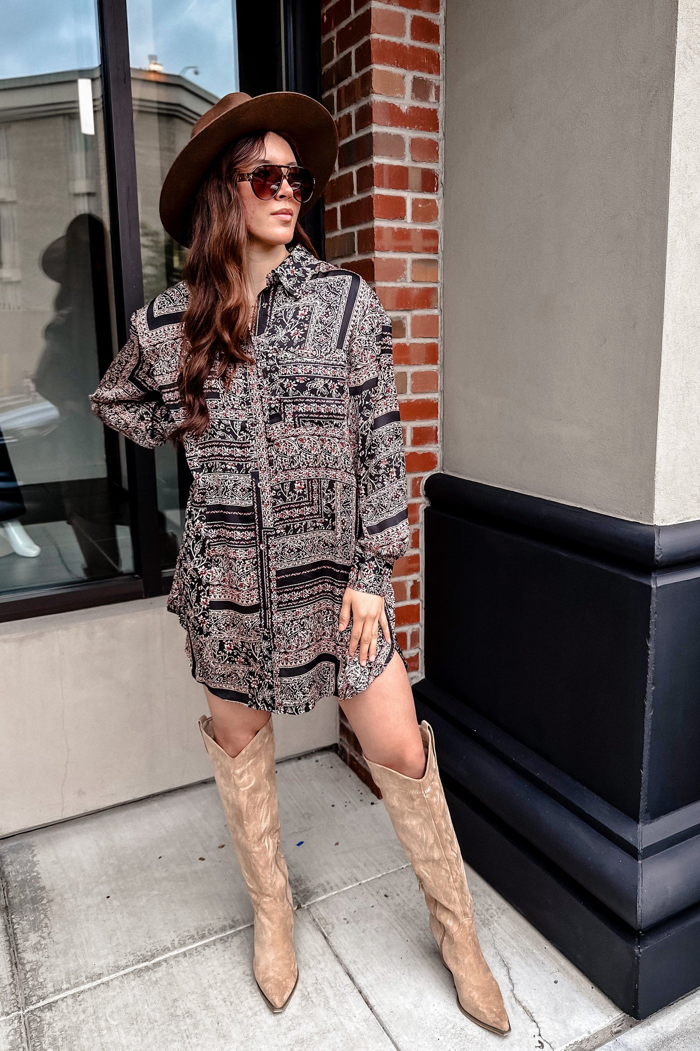 The Midnight In Bali Black Satin Shirt Dress