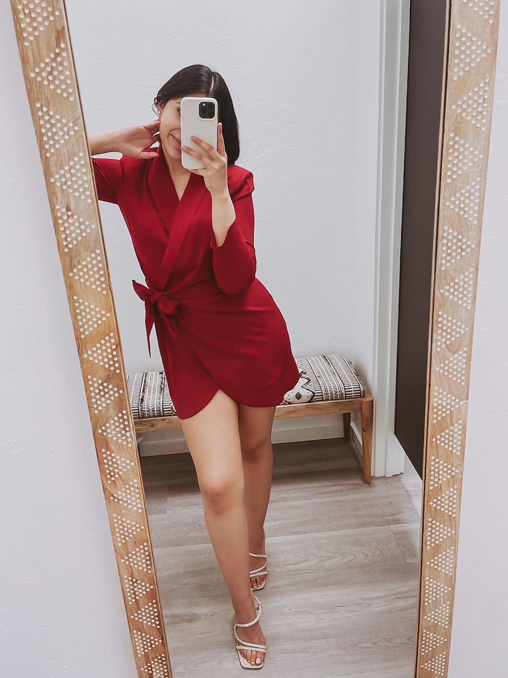 The Playing Games Sangria Red Wrap Mini Dress