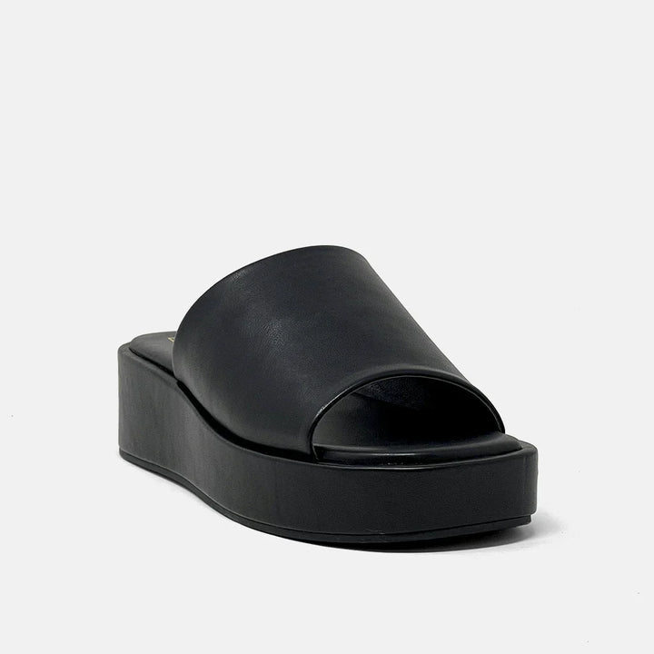 The Lourdes Black Leather Platform Shoes