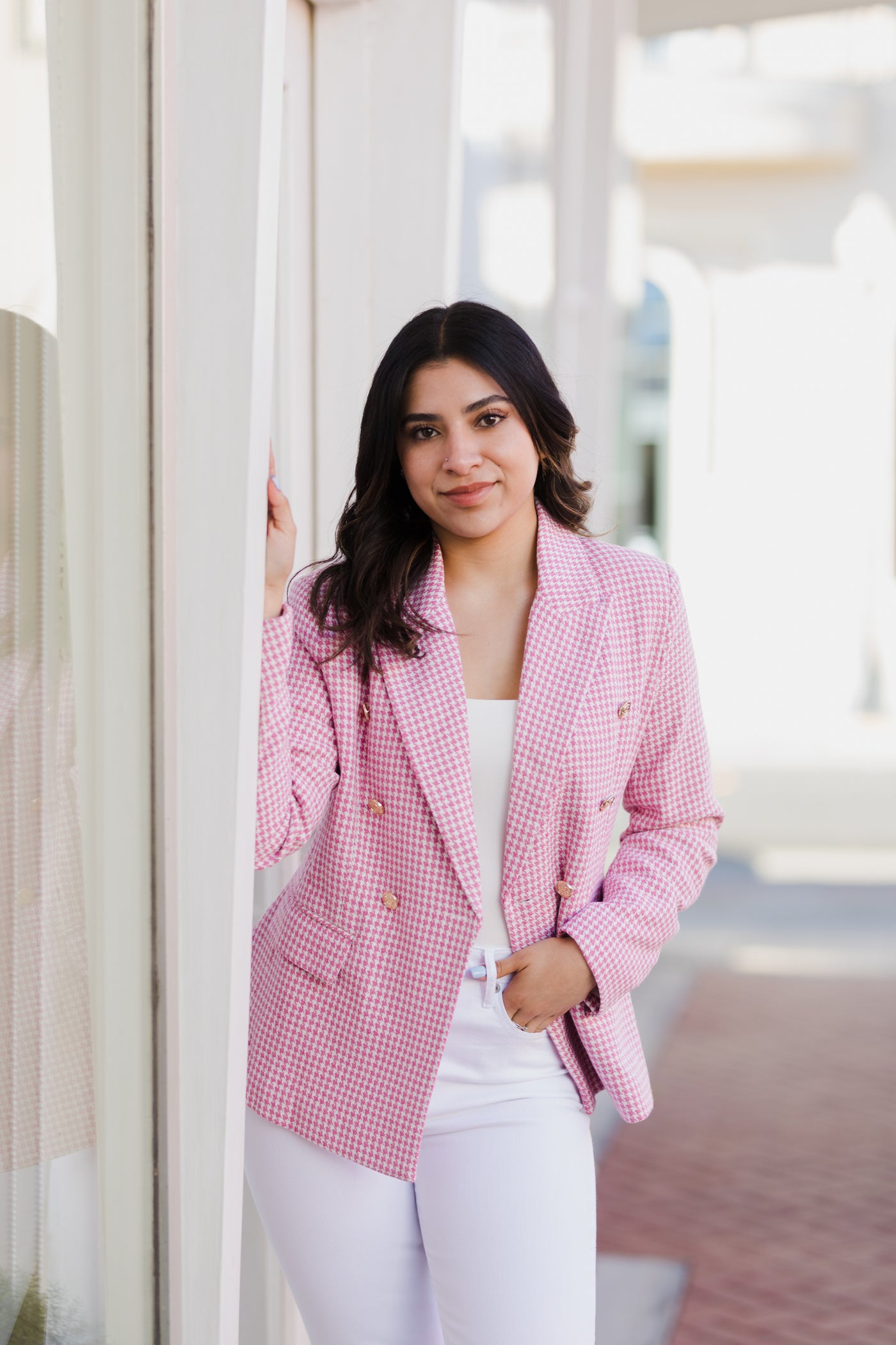 The Pretty In Pink Houndstooth Blazer