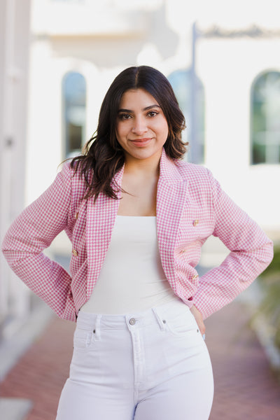 The Pretty In Pink Houndstooth Blazer