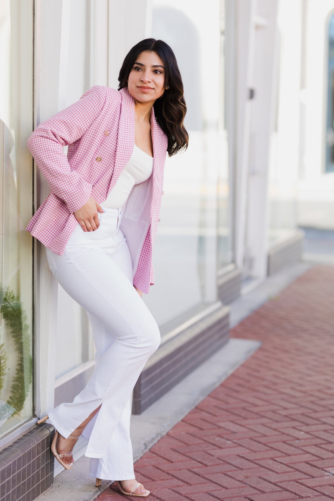 The Pretty In Pink Houndstooth Blazer