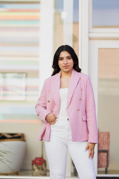 The Pretty In Pink Houndstooth Blazer
