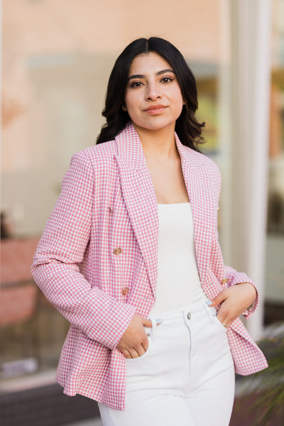 The Pretty In Pink Houndstooth Blazer
