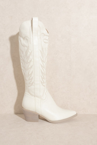 The Samara White Western Boots