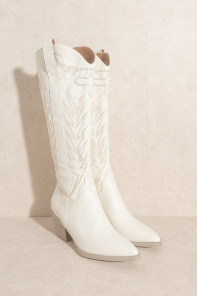 The Samara White Western Boots