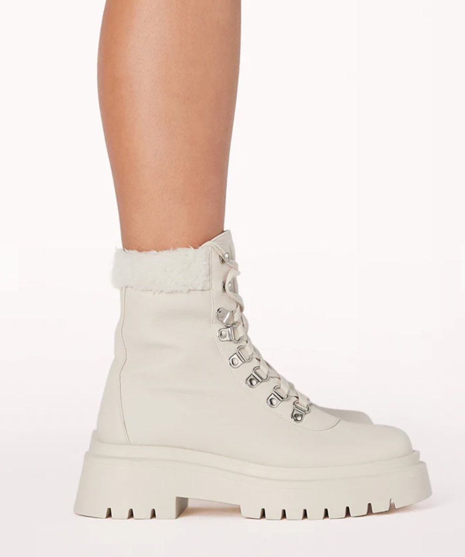The Ferria Cream Sherling Boot by Billini