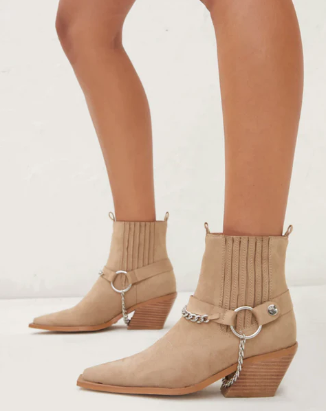 The Ellison Sand Suede Ankle Boots by Billini