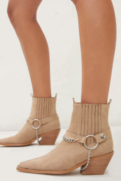 The Ellison Sand Suede Ankle Boots by Billini