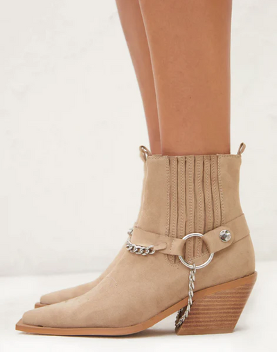 The Ellison Sand Suede Ankle Boots by Billini