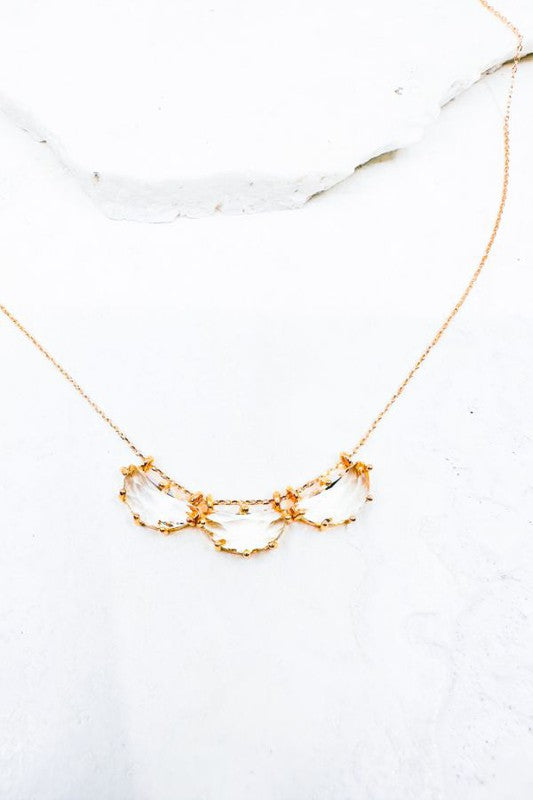 The Trinity Gold Three Glass Stone Necklace