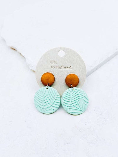 The Wood + Leaf embossed Circle Earrings