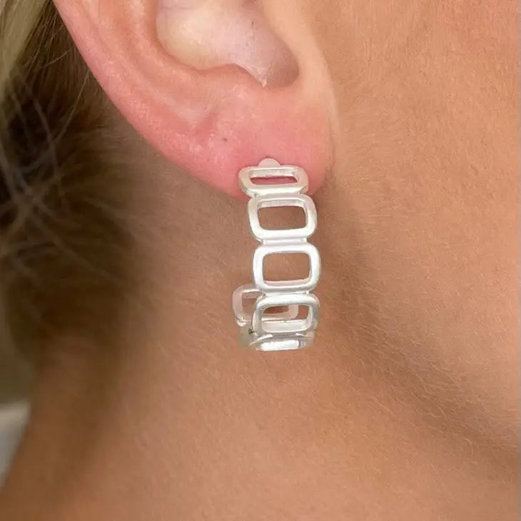 The Addy Open Rectangle Hoop Earrings