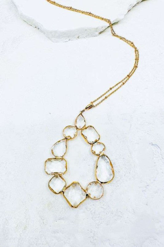 The Teardrop Mixed Shape Glass Pendant Necklace