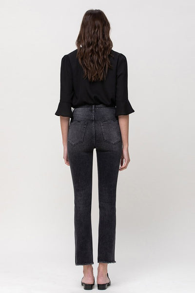 The Delta Dawn Black High Rise Straight Crop Jeans