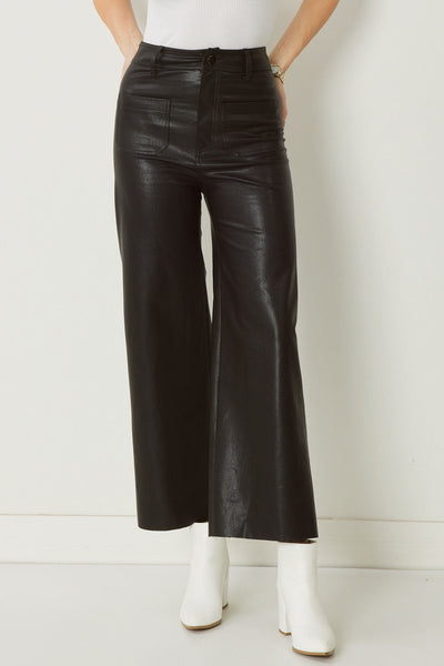 The Brooklyn Black Faux Leather Wide Leg Pants