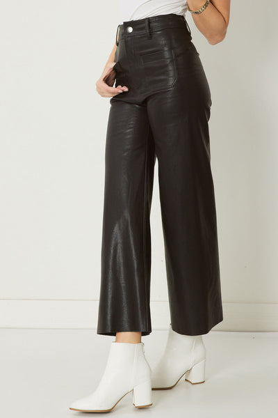 The Brooklyn Black Faux Leather Wide Leg Pants