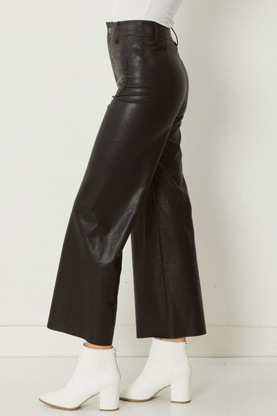 The Brooklyn Black Faux Leather Wide Leg Pants