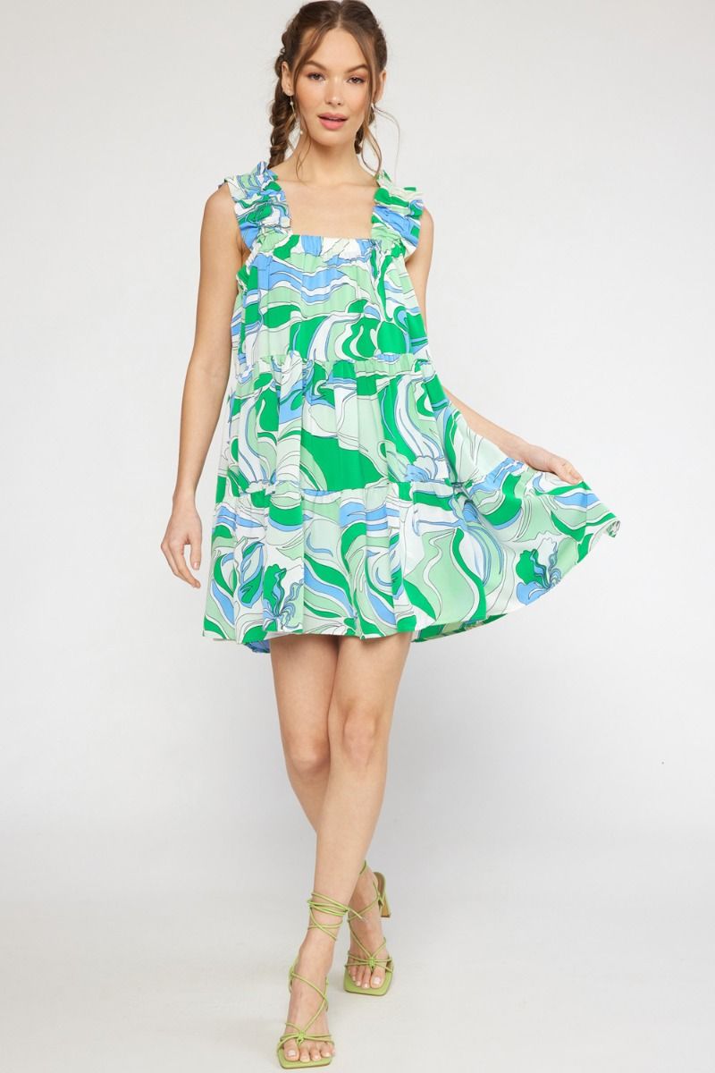 The Springfield Swirl Print Sleeveless Mini Dress