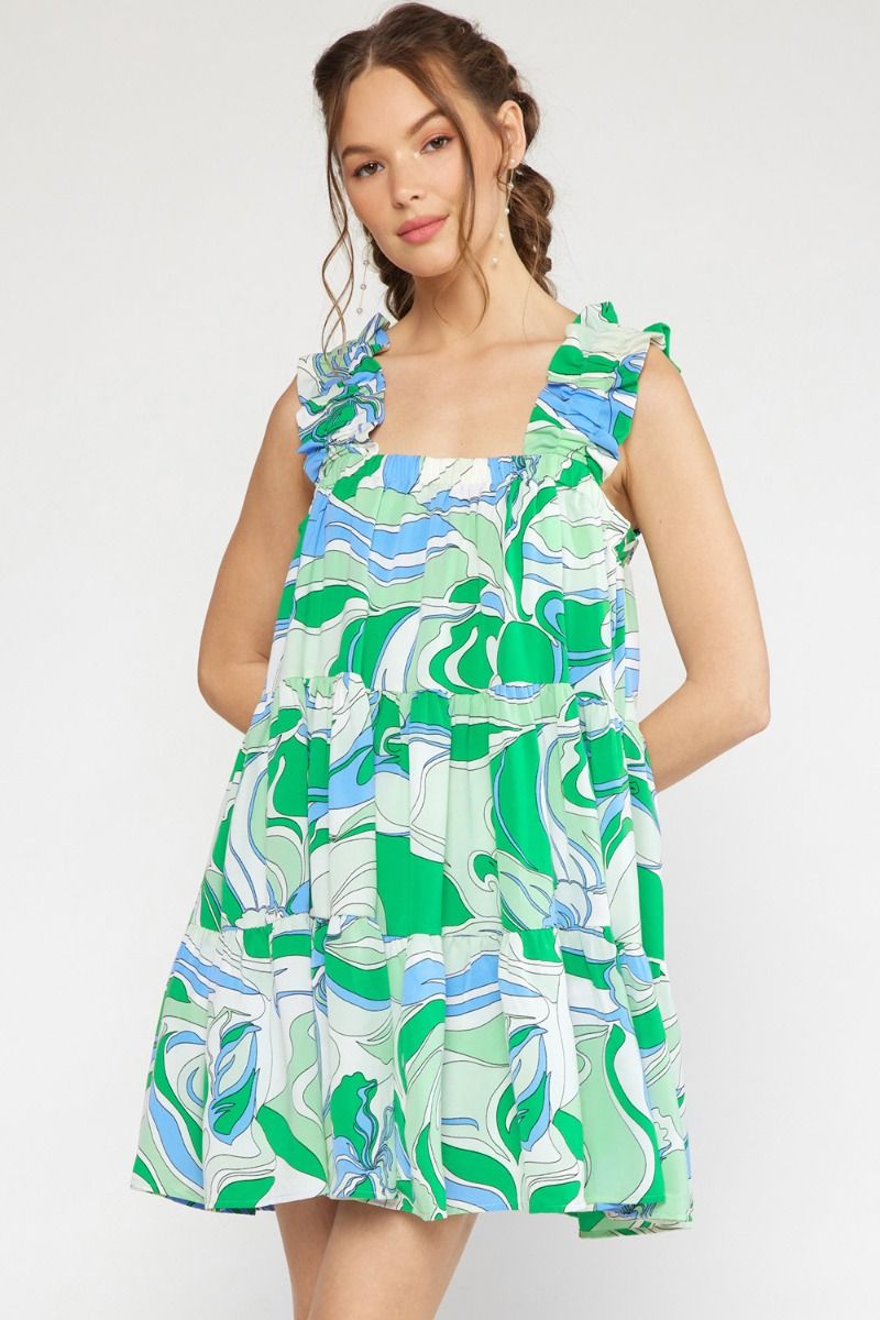 The Springfield Swirl Print Sleeveless Mini Dress