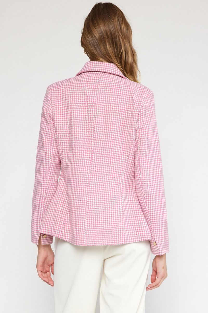 The Pretty In Pink Houndstooth Blazer
